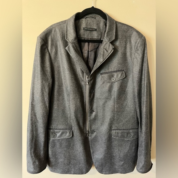 John Varvatos Button / Up-Down Zip Gray Jacket Size 46 - Picture 1 of 12